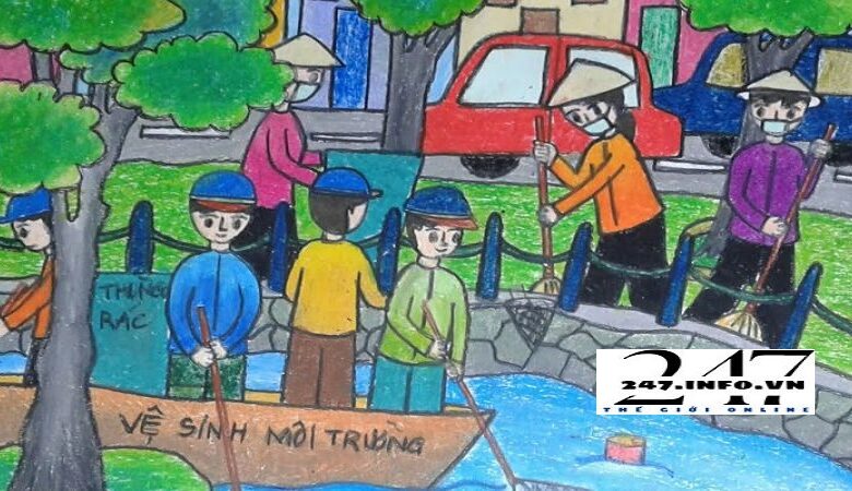 Vẽ Tranh Dọn Vệ Sinh Môi Trường